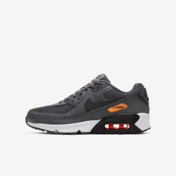 Nike Air Max 90 - Nagyobb Gyerek Air Max Trainers - Szürke/Narancssárga/Fehér/Fekete